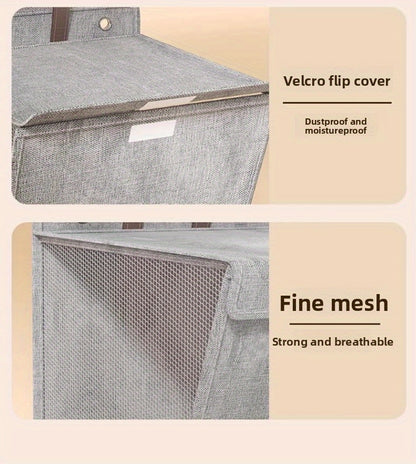 Foldable Wall Mounted Laundry Hamper Oxford Cloth with Lid Space Saving Collapsible Clothes Storage Basket Bedroom Bathroom Living Room Large 22x15 Inch Gray