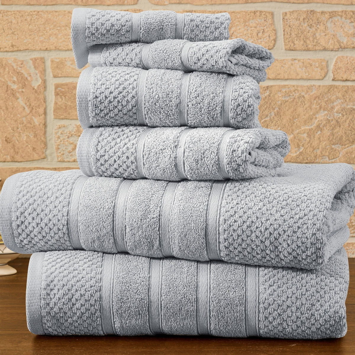 Egyptian Cotton Towel Set 6 Piece – 650 GSM Luxury Bath Towels with Zero Twist Loops, Ultra Soft & Highly Absorbent, Includes 2 Bath Towels, 2 Hand Towels & 2 Washcloths for Bathroom Spa Experience
