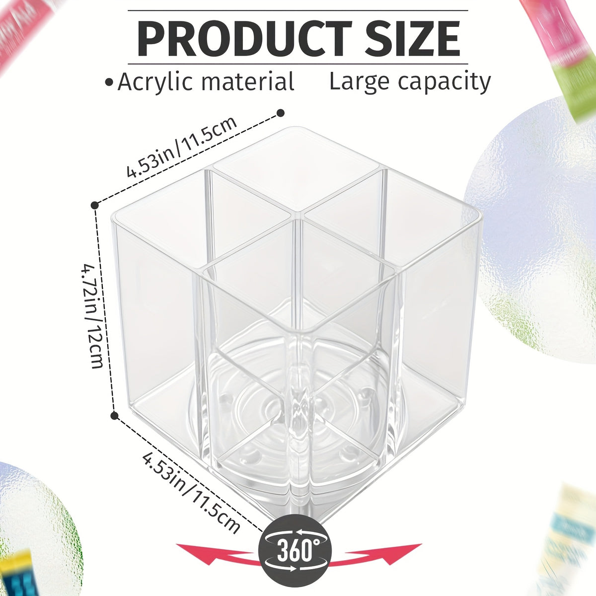 Rotating Drink Mix Organizer Rack Square Spinning Storage Holder for Powdered Beverage Packets Water Flavor Pouches Coffee Packets Tea Bags - Countertop Kitchen Organization 4.5 Inch