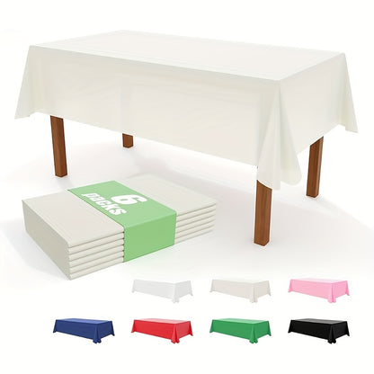 Disposable Plastic Tablecloths 6 Pack 54"x72" – Vibrant Solid Color Table Covers for Parties, Weddings, Birthdays, Christmas & Buffets, Indoor Outdoor Use, Durable Machine-Made