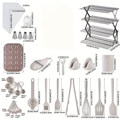 Collapsible Baking Cooling Rack 3 or 4 Tier – Stackable Metal Wire Rack for Baking Trays with Adjustable Settings, Baking Tools Set & Camping Grill for Cooking, Cooling & Cake Drying