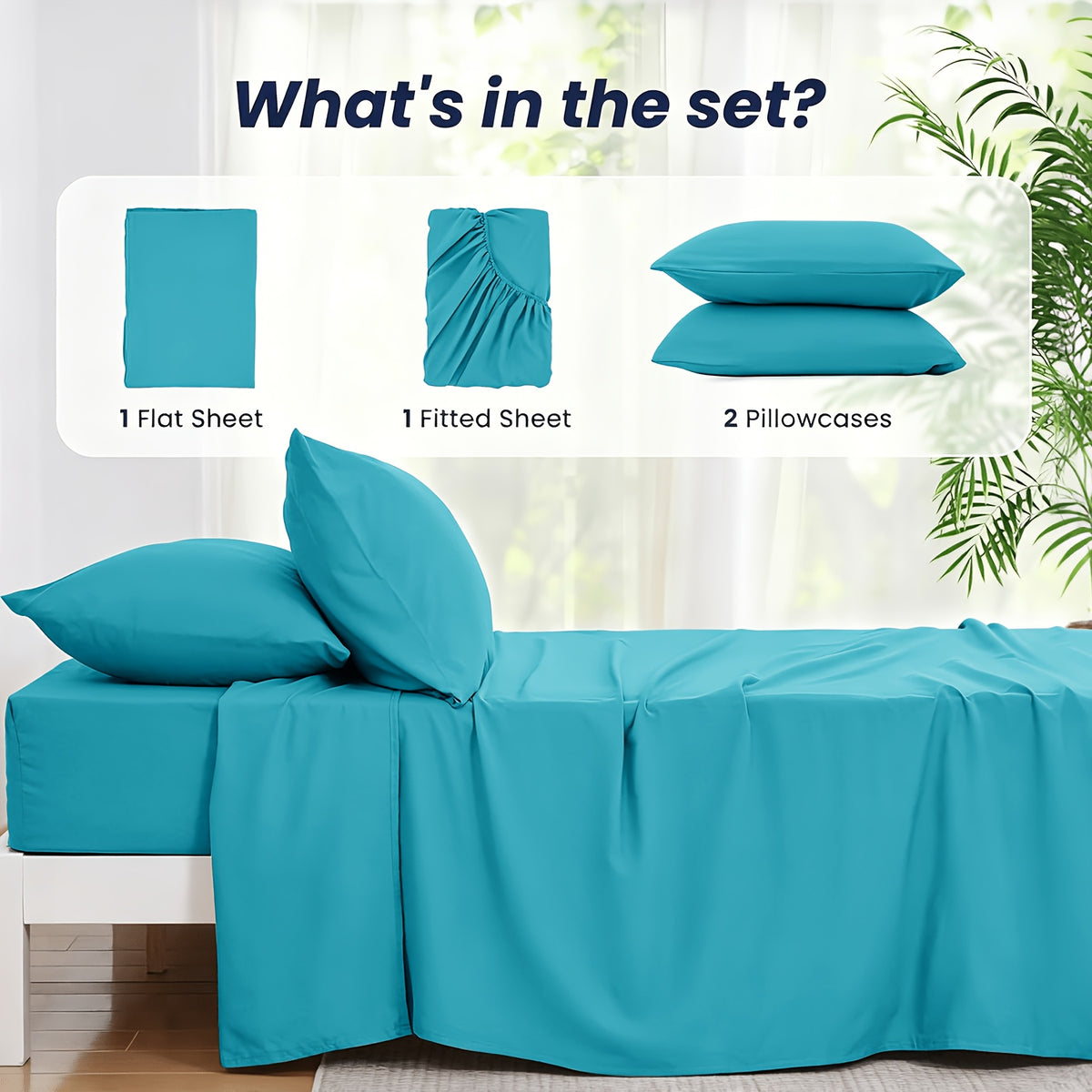 2200TC Bamboo Fiber Bed Sheets Ultra Thick - 18 Inch Deep Pocket, Cooling Breathable Soft Bedding Set, Shrink & Fade Resistant, All Season, Machine Washable, Twin Full Queen King - 14 Colors
