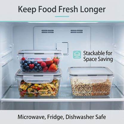 Food Storage Containers with Lids Airtight – Plastic Meal Prep Container Set for Kitchen Pantry Organization, Lunch, Picnic & Travel, BPA-Free, Comes with Labels & Marker (12/24/48 Pcs)