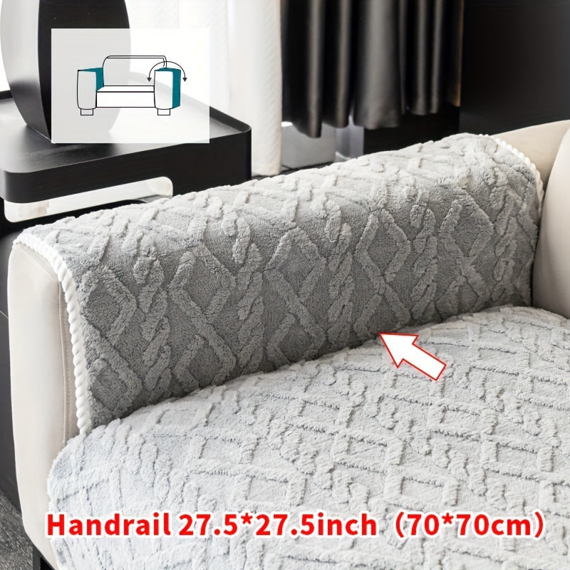 Sofa Cover Plush Couch Protector | Shu Velveteen Jacquard Knit Fabric Slipcover, Machine Washable Anti-Slip, Separate Seating for Living Room Bedroom Office, Modern Style Home Decor