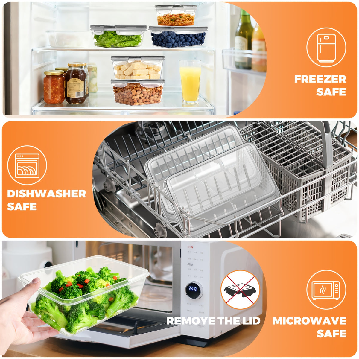 Food Storage Container Set BPA-Free with Airtight Snap Lids – Stackable Meal Prep Containers, Microwave & Dishwasher Safe, Leak-Proof Kitchen Pantry Organizer with Labels & Marker – 24, 48 or 50 Piece
