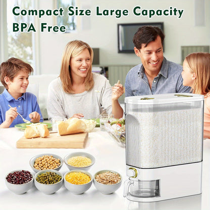 Rice Storage Container Large Capacity 11 or 22 LB with Measuring Cup & Date Markings, Airtight Grain Storage Bin for Kitchen Pantry, Dry Food Container for Rice, Flour, Oats & Grains – White or Gray