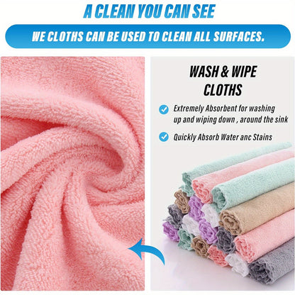 Microfiber Cleaning Cloths Set of 40 – Soft Absorbent Household Cleaning Rags 9.4x9.4 Inch, Multi-Purpose Kitchen & Home Cleaning Towels, Solid & Stripe Styles, Random Colors
