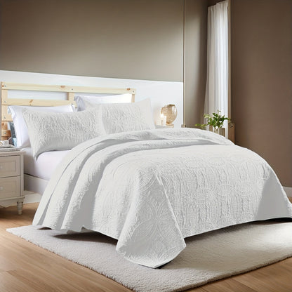 Quilt Set 3 Piece Soft Lightweight Bedding Set with 2 Pillowcases, Thin Comforter Set for Bedroom Guest Room Full Queen King, 10 Colors Washable Bed Quilt Cover Set