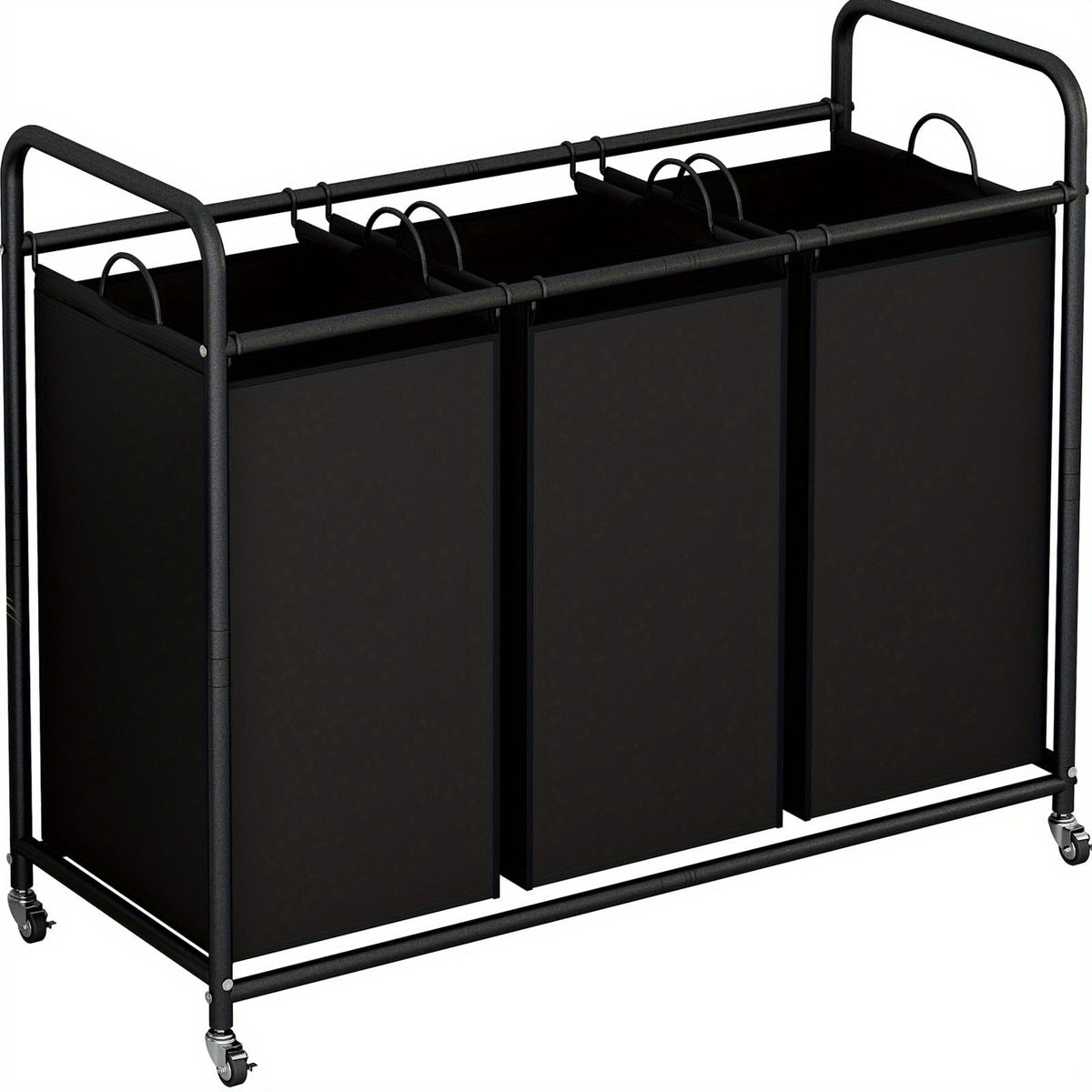 Laundry Basket 3-Bag Sorter Cart 63 Gallon Rolling Lockable Wheels Removable Bags Heavy Duty Hamper for Bedroom Laundry Room Black Gray Beige Brown