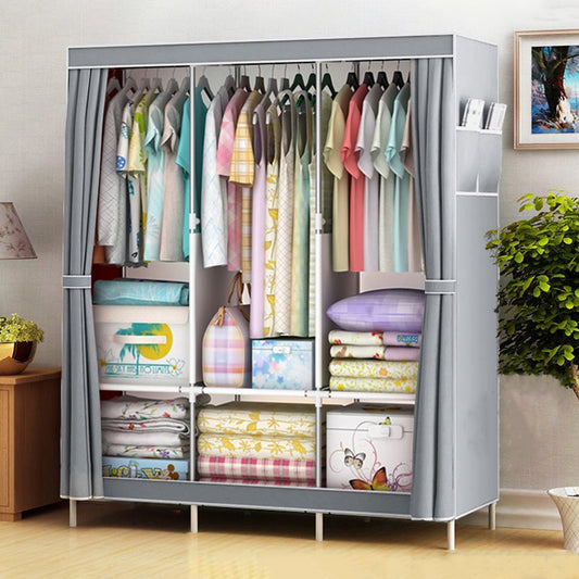 Portable Closet Wardrobe Organizer 67" – Dustproof Non-Woven Fabric Clothes Rack with Shoe Shelf, Freestanding Clothing Storage for Bedroom Apartment Dorm