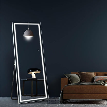 LED Full Length Mirror with Lights – Lighted Full Body Mirror with Touch Control, Free Standing, Wall Mounted or Leaning, Light Up Floor Mirror for Bedroom, Dressing Room & Home Decor