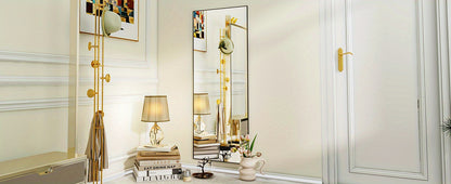 Full Length Mirror with Stand, Floor Mirror Aluminum Alloy Frame, Full Body Mirror Standing Hanging Leaning Against Wall for Bedroom Living Room