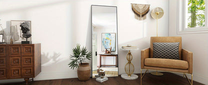 Full Length Mirror with Stand, Floor Mirror Aluminum Alloy Frame, Full Body Mirror Standing Hanging Leaning Against Wall for Bedroom Living Room