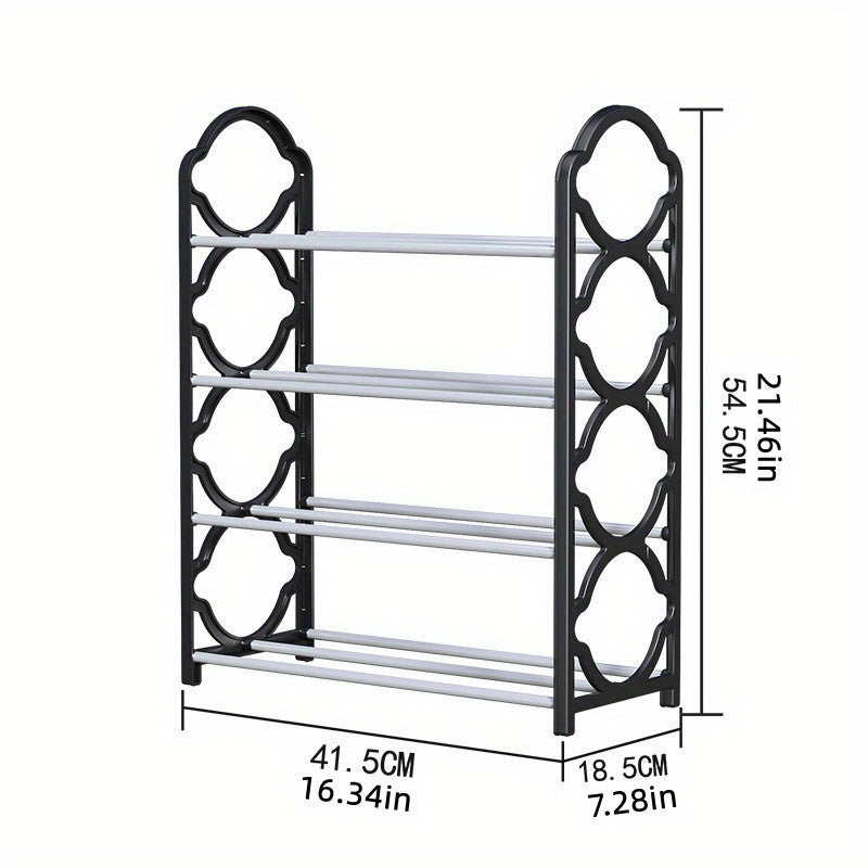 4-Tier Shoe Rack Organizer Stainless Steel – Free Standing Shoe Shelf for Entryway, Front Door, Closet & Bedroom, Space Saving Floor Shoe Storage Cabinet, Easy to Install, Pink Black White
