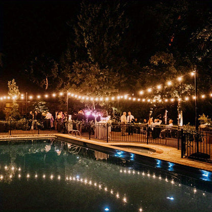 Solar Outdoor String Lights 50FT 100FT 2700K Warm White Patio String Lights USB Rechargeable Breakproof ST38 Bulb Weather Resistant for Backyard Porch Pool Garden