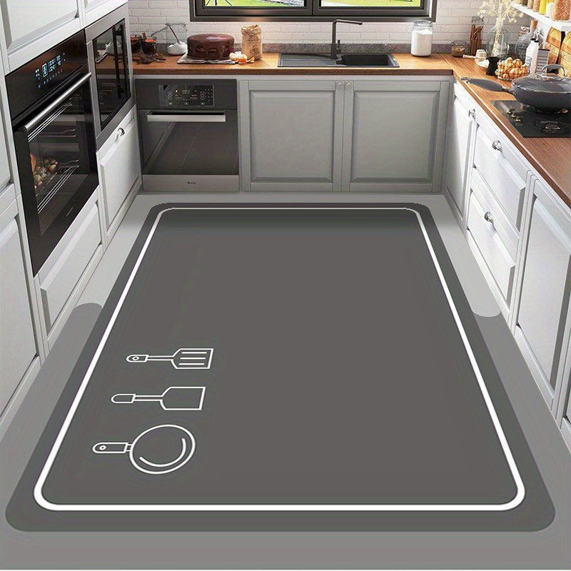 Diatomaceous Earth Bath Mat Non-Slip Quick Dry Absorbent Kitchen Floor Mat 2.5cm Thick 1750g/m² Soft Cushion Wipe Clean Bathroom Rug Anti-Slip Home Floor Mat