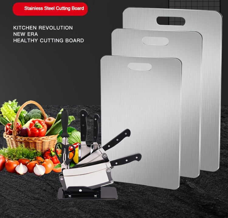 Stainless Steel Cutting Board Set 3-Pack – BPA-Free, Rust-Resistant, Easy-Clean Metal Chopping Boards for Kitchen Prep, Space-Saving Stackable Design, Food-Safe & Durable for Meat, Vegetables & Fruit