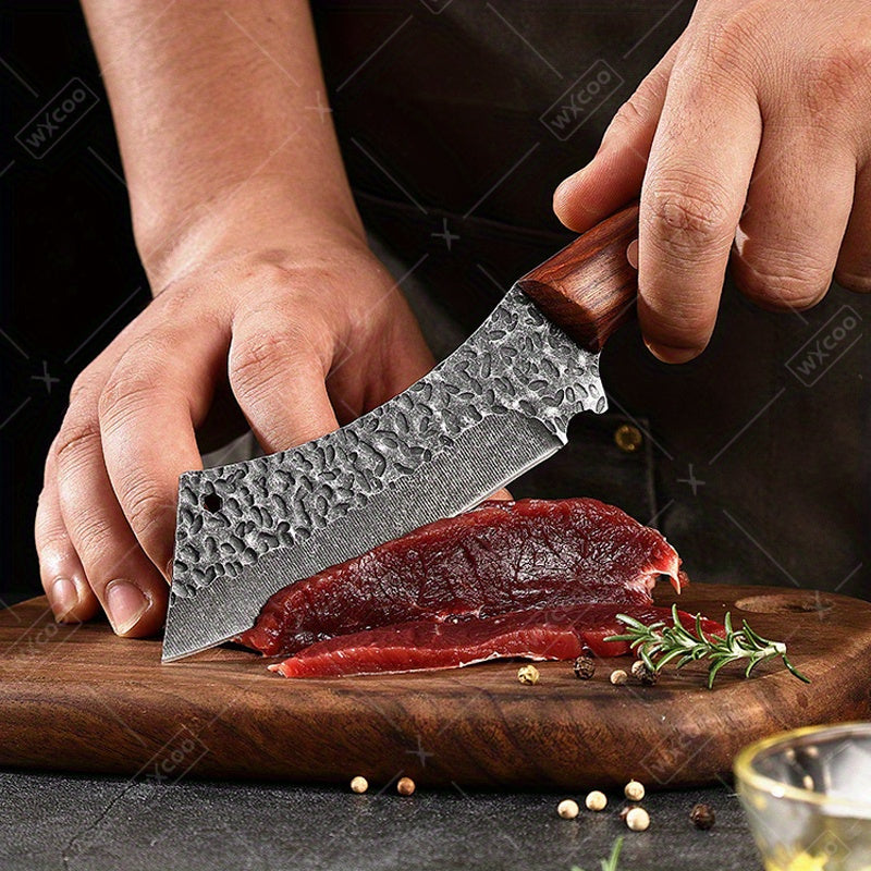 Viking Chef Knife Set 3-4 Piece, Stainless Steel Kitchen Knife Set with Hammered Blade, Professional Boning Utility Fish Knife Set for Cooking Camping BBQ, Sharp Full Tang Knives Gift for Men Women