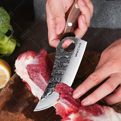 Viking Chef Knife Set 3-4 Piece, Stainless Steel Kitchen Knife Set with Hammered Blade, Professional Boning Utility Fish Knife Set for Cooking Camping BBQ, Sharp Full Tang Knives Gift for Men Women