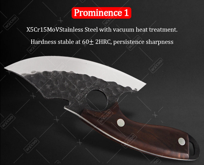 Viking Chef Knife Set 3-4 Piece, Stainless Steel Kitchen Knife Set with Hammered Blade, Professional Boning Utility Fish Knife Set for Cooking Camping BBQ, Sharp Full Tang Knives Gift for Men Women