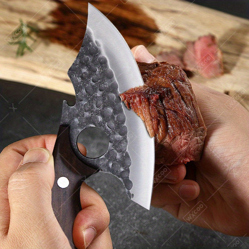 Viking Chef Knife Set 3-4 Piece, Stainless Steel Kitchen Knife Set with Hammered Blade, Professional Boning Utility Fish Knife Set for Cooking Camping BBQ, Sharp Full Tang Knives Gift for Men Women