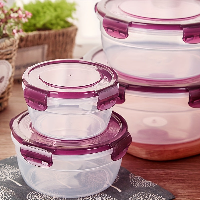 Refrigerator Storage Containers Set 3-4 Piece Large Capacity Airtight Stackable Food Storage Boxes Fresh Keeping Fruit Vegetable Meat Egg Dumpling Kitchen Organizer Purple Green Pink Blue Beige