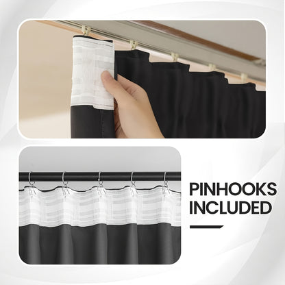 Blackout Room Divider Curtains Ceiling Track - Floor to Ceiling Curtain Panel with Rod Pocket & Hook, 100% Polyester Thermal Insulated Privacy Curtain for Bedroom Living Room Closet Patio