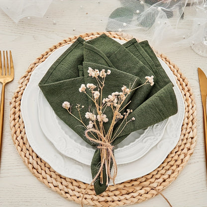 Cloth Napkins Set of 6 or 12 Solid Color Pleated Texture 16x16 Inch Washable Reusable Fabric Napkins for Wedding Dinner Party Banquet Restaurant Kitchen Table Decor