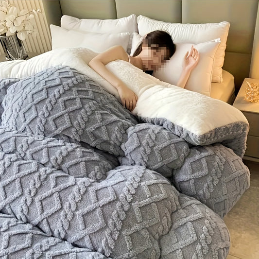 Taffeta Comforter Soft Thick Warm All Season – Luxurious Machine Washable Quilt for Bedroom, Guest Room & Kids Room, Twin Full Queen King, Elegant Gray & Sapphire Blue