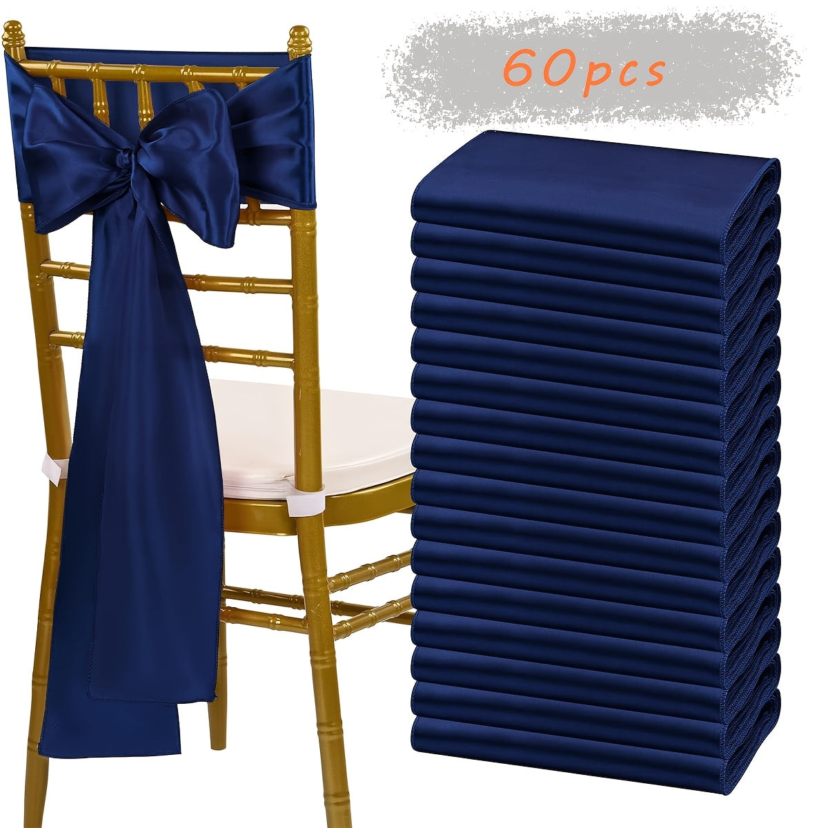 Satin Chair Sashes 60pcs 7x108 Inch Wedding Bow Decorations for Wedding Banquet Party Christmas Thanksgiving Graduation Outdoor Events - 18 Colors