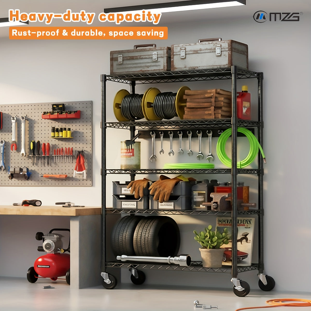 Heavy Duty Adjustable Metal Storage Shelving Unit 4 & 5 Tier - Garage, Pantry, Kitchen & Workshop Organizer Rack, Tool-Free Assembly, Industrial Steel Shelf for Home & Commercial Use