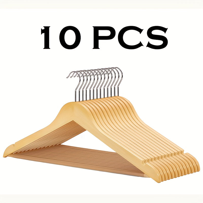 Solid Wood Clothes Hangers 10/20/30 Pack – Heavy-Duty Non-Slip Coat Hangers for Jackets, Dresses & Suits, Space-Saving Sturdy Wooden Closet Organizer for Home, Office & Hotel Wardrobe, Champagne