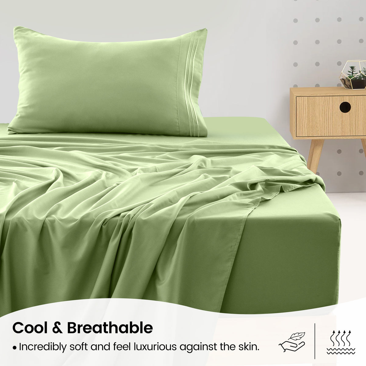 1800 Series Bed Sheets Set 4 Pieces – Brushed Microfiber Deep Pocket Sheet Set with Pillowcases, Cooling & Breathable Bedding for All Seasons, Fade Resistant, Fits Mattresses Up to 16 Inches