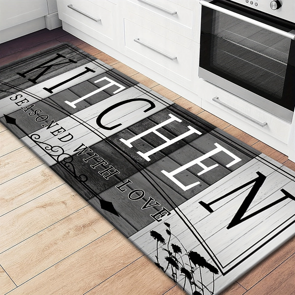 Kitchen Mat Printed Absorbent Non-Slip Durable Floor Mat for Kitchen Door Hallway Entryway Laundry Room, Modern Decorative Kitchen Rug Carpet Mat Easy to Clean