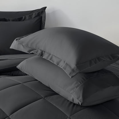 Comforter Set Quilted Bedding All Seasons – Warm Soft Breathable Fluffy Fill Duvet with Pillowcases, Twin XL Full Queen King Cal King, Multiple Colors