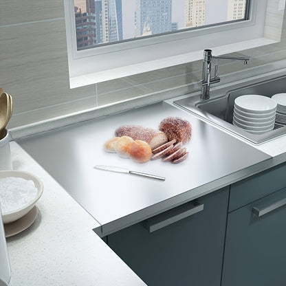 Stainless Steel Cutting Board 304 Grade - Rust-Resistant Butcher Block Kitchen Prep Board, Easy to Clean Rolling Work Surface, Modern Sleek Kitchen Tool for Meal Prep
