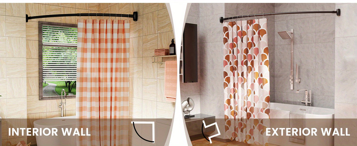 Curved Shower Curtain Rod Adjustable 43-72 Inch Rustproof Aluminum Tension Spring No Drill Extra Space Bathroom Bathtub Stall Rod Black Bronze Brushed Nickel Chrome