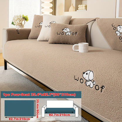 Sherpa Sofa Cover for Pets – Thick Plush Non-Slip Couch Protector Slipcover for Dogs & Cats, Furniture Protection Cover for Sofa Seat, Backrest, Armrest & Cushion, Bedroom Living Room Office