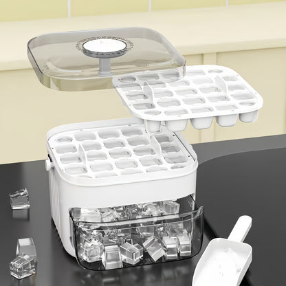 Ice Cube Mold with Lid Dual Layer Large Capacity – Stackable Ice Tray Storage Container for Home Freezer, Small Refrigerator Friendly
