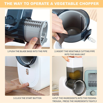 Electric Vegetable Slicer Shredder with Multi Cone Blades – Spiralizer & Salad Maker for Fruits Veggies, Stainless Steel, Semi-Auto, White & Green