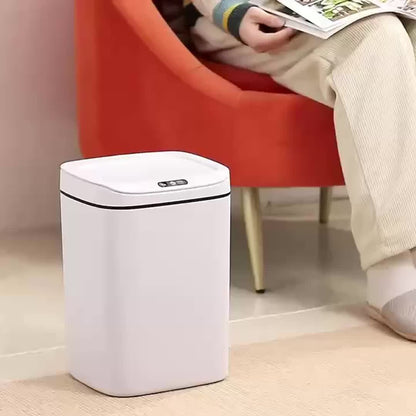 Motion Sensor Trash Can Small Touchless Lidded Smart Waste Bin – 3 to 4 Gallon Automatic Sensor Garbage Can for Bathroom, Kitchen, Office & Home, Minimalist Design