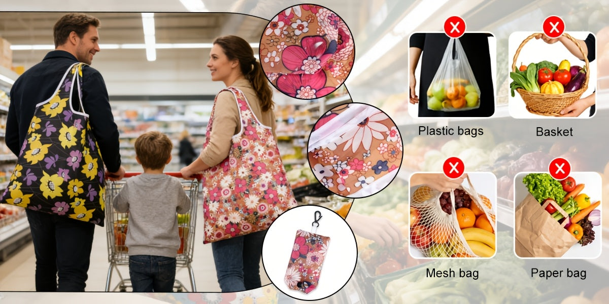 Reusable Grocery Bags Foldable 18/36 Pack Waterproof Nylon Shopping Tote Bags Bulk, Cute Lightweight Foldable Bags for Groceries Produce Shopping Travel, Eco Friendly Reusable Bags