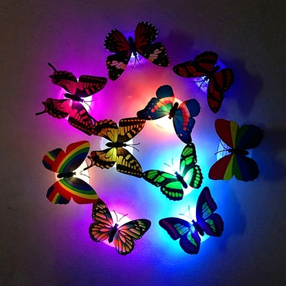 LED Butterfly Wall Decorations 30 Pcs 3D Butterfly Night Light Stickers for Bedroom Living Room Party Wedding Decor, Colorful Glowing Butterfly Wall Stickers Home Decor Gift, Random Color