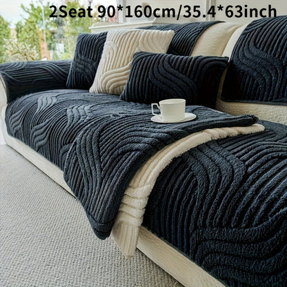 Velvet Plush Sofa Cover Non-Slip Luxury Modern Couch Slipcover – Pet-Proof Breathable Furniture Protector for Living Room Bedroom Office, 2 3 4 Seater