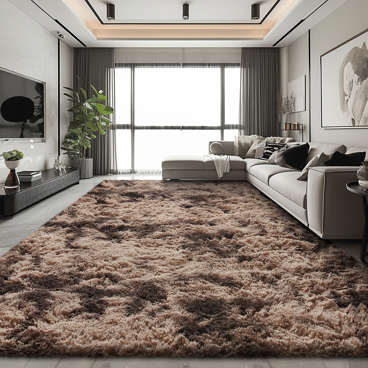 Shaggy Area Rug for Living Room – Ultra-Soft Fluffy Bedroom Carpet, Thick Plush Floor Mat for Home Decor, 5x7 6x9 8x10 9x12 Ft, Tie-Dye & Solid Colors