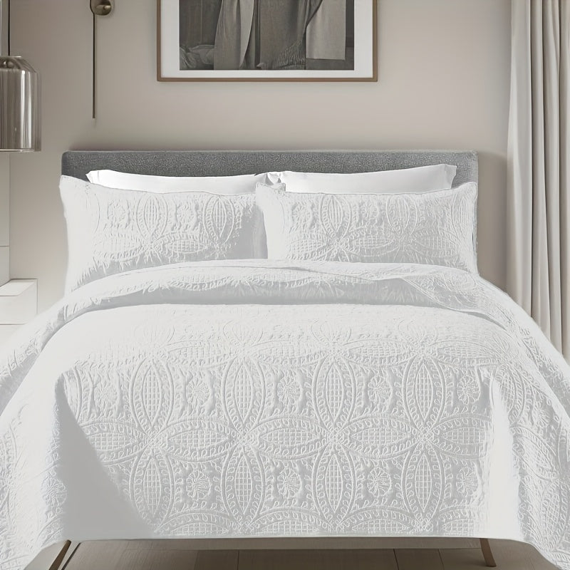 Quilt Set 3 Piece Soft Lightweight Bedding Set with 2 Pillowcases, Thin Comforter Set for Bedroom Guest Room Full Queen King, 10 Colors Washable Bed Quilt Cover Set