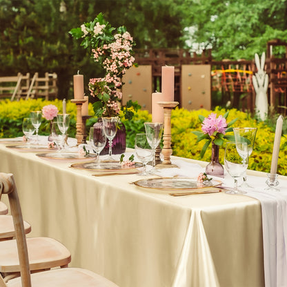 Satin Tablecloth 2-Pack 57x102 Inch Rectangular Smooth Fabric Table Cover - Elegant Tabletop Decoration for Wedding Banquet Birthday Party Outdoor Events - Polychrome Champagne Black Dark Green Rose Gold