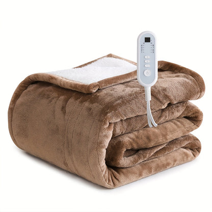 Heated Blanket Electric Flannel with 8 Heat Settings & 10-Hour Auto Off Timer, PTC NTC Dual Overheat Protection, Machine Washable Electric Blanket Throw Twin Full Queen King for Bed Couch Sofa