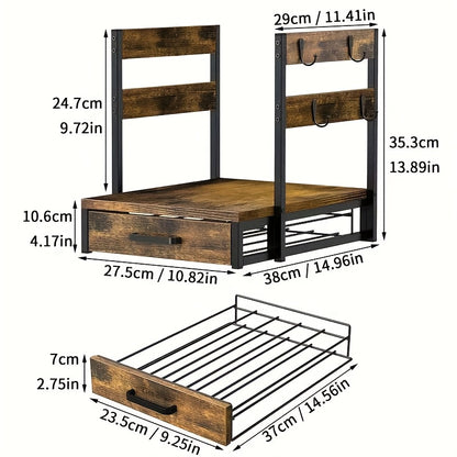 Coffee Pod Holder and Mug Rack Countertop Organizer – K-Cup Capsule Storage Rack with Coffee Machine Stand, 70 Capacity Drawer Organizer, Rustic Brown, Single or Double Tier