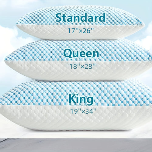 Cooling Bed Pillows 2 Pack – Hotel Quality Non-Collapsing Down Alternative Pillows with Memory Foam Filling, Polyester & Viscose Cover, Machine Washable, Queen & King Size for Side, Back & Stomach Sleepers